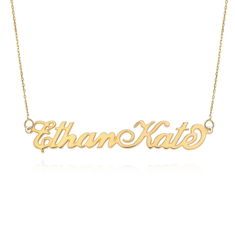 Double Thickness Two Capital Letters 14k Gold Carrie-Style Name Necklace-1 product photo