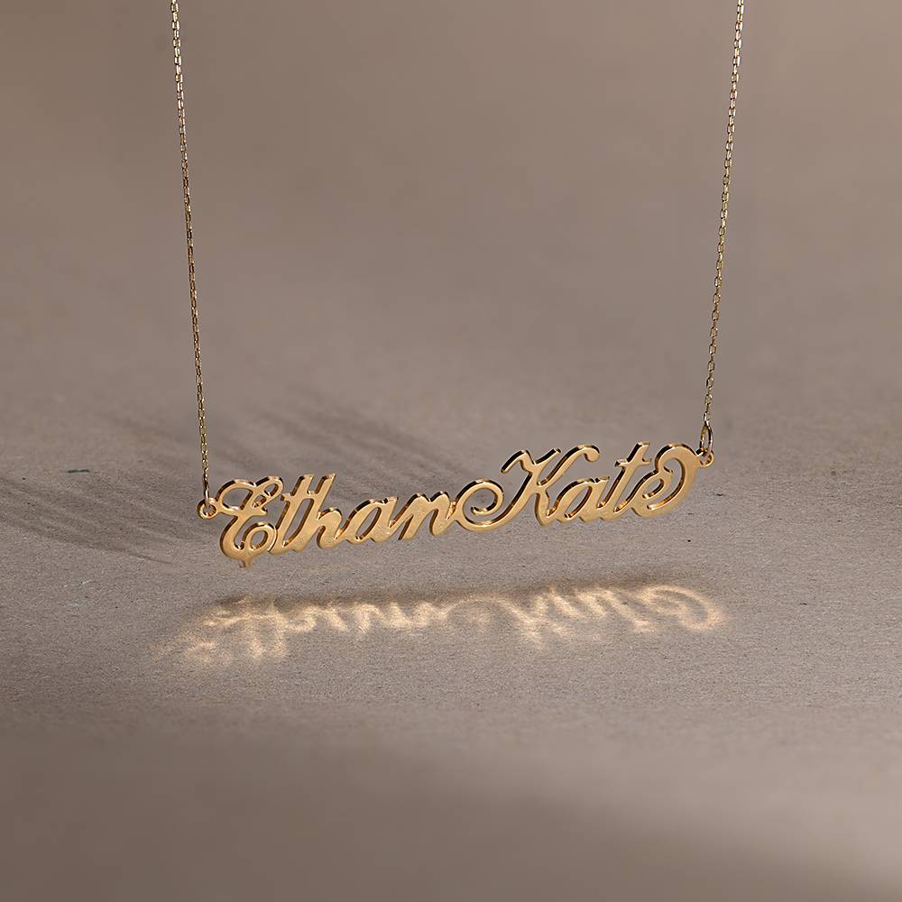 Double Thickness Two Capital Letters 14k Gold Carrie-Style Name Necklace-2 product photo