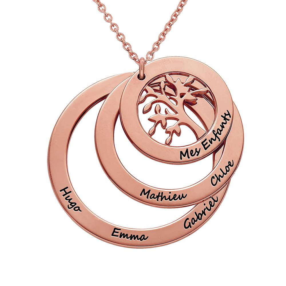 Family Circle Necklace with Hanging Family Tree in Rose Gold Plated-1 product photo
