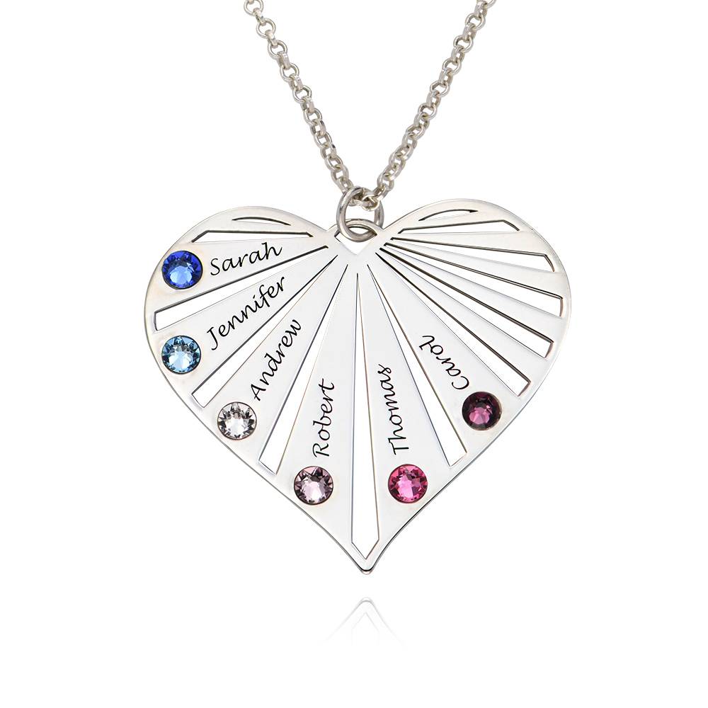 Family Necklace with birthstones in Silver Sterling-4 product photo