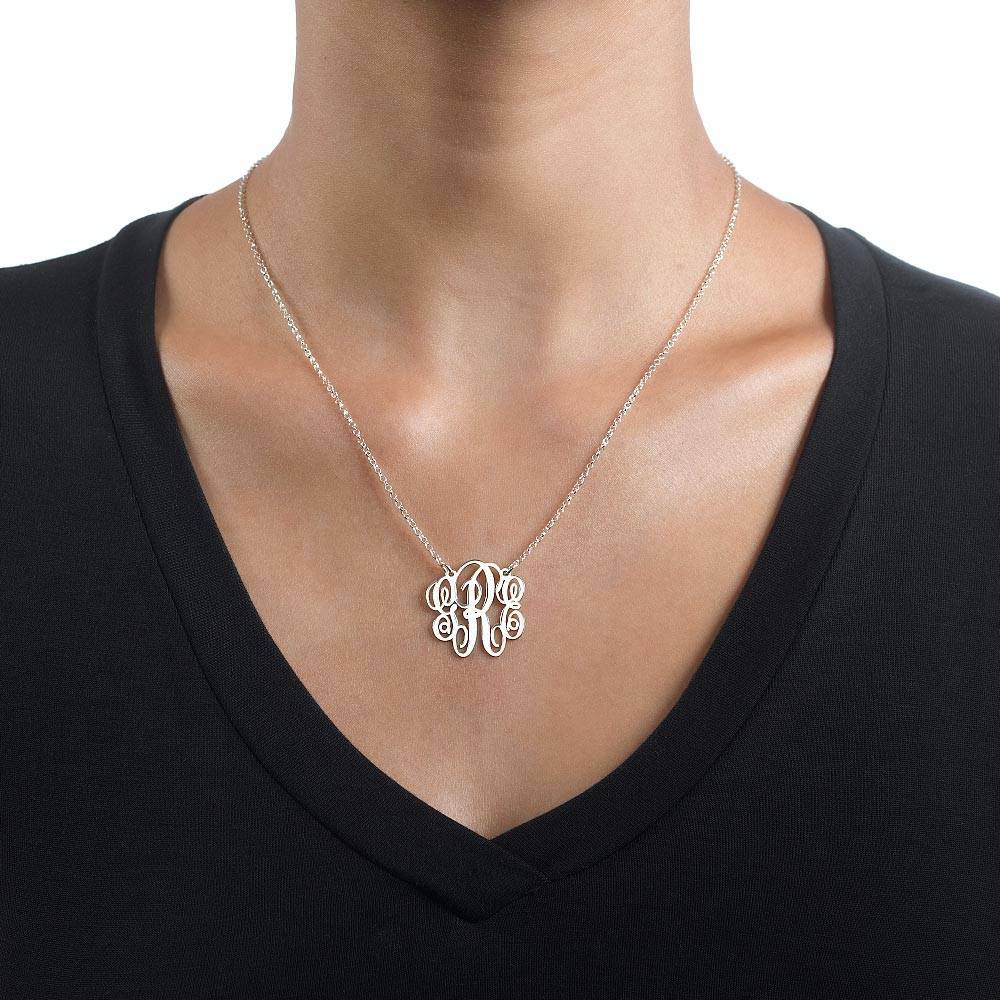 Fancy Sterling Silver Monogram Necklace-2 product photo
