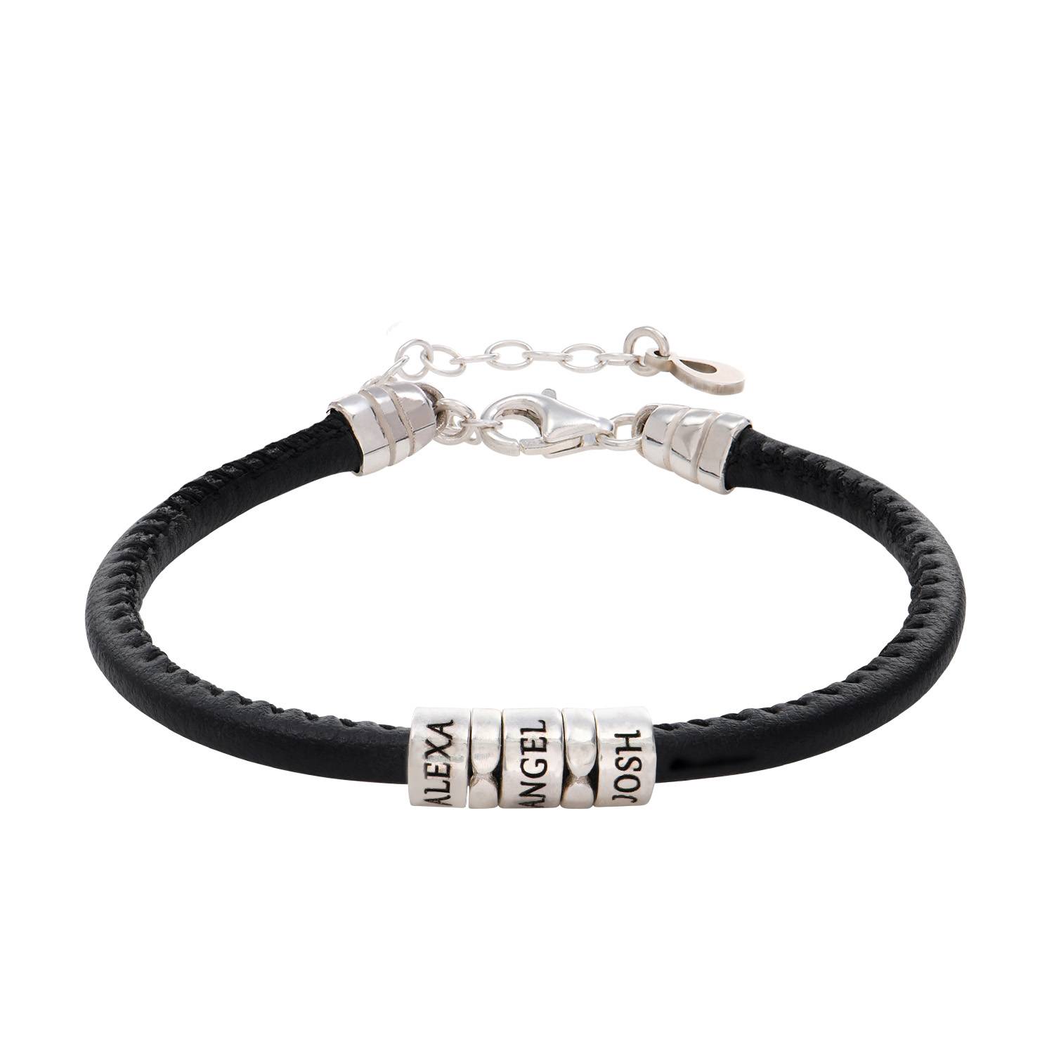The Vegan-Leather Bracelet  with Sterling Silver Beads-1 product photo