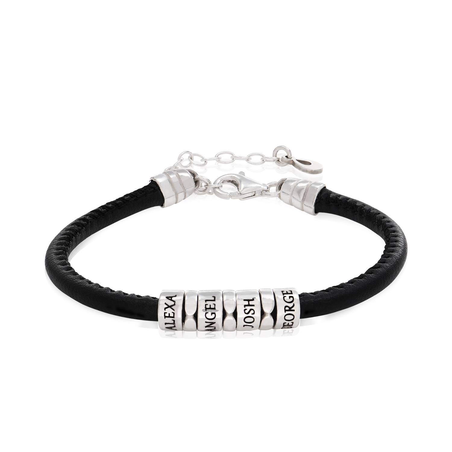 The Vegan-Leather Bracelet  with Sterling Silver Beads-5 product photo