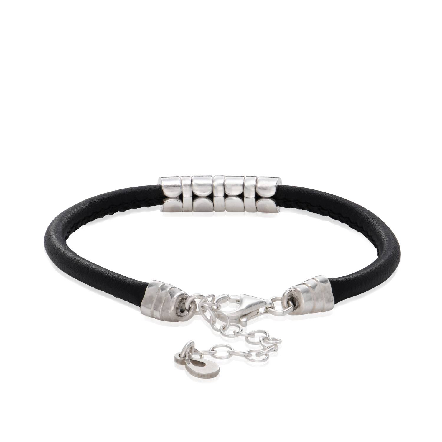 The Vegan-Leather Bracelet  with Sterling Silver Beads-3 product photo