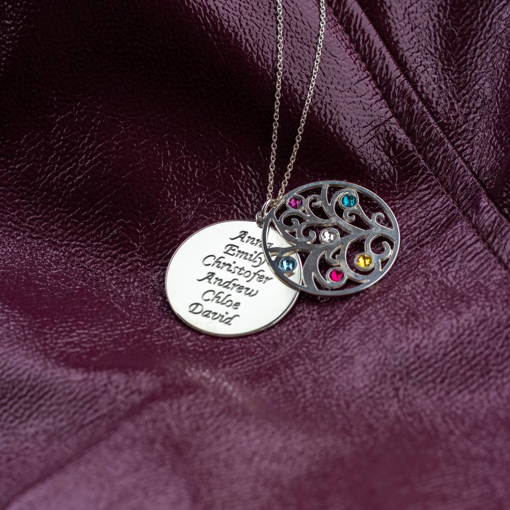 Filigree Family Tree Birthstone Necklace-3 product photo
