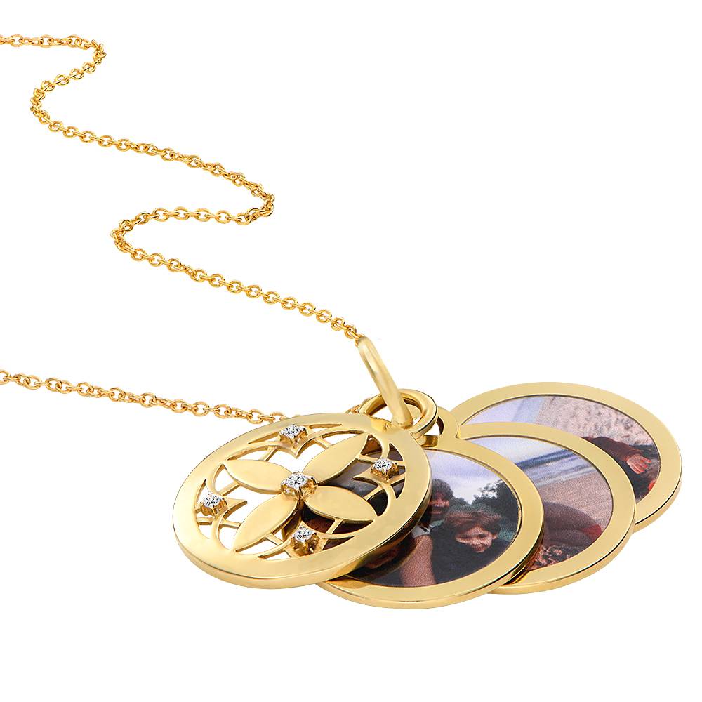 Floret Photo Pendant Necklace in 18k Gold Plating-4 product photo