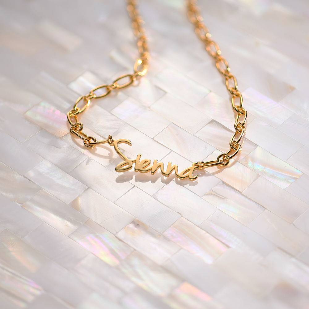 Flow Loop Chain Name Necklace in 18k Gold Plating-2 product photo
