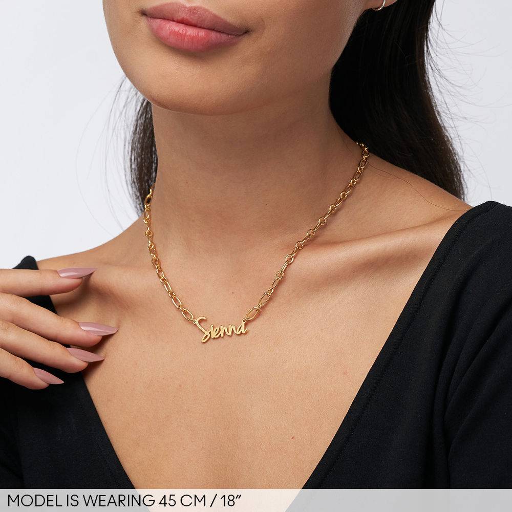 Flow Loop Chain Name Necklace in 18k Gold Plating-3 product photo