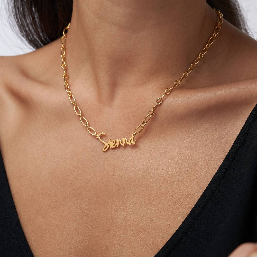 Flow Loop Chain Name Necklace in 18k Gold Plating-4 product photo