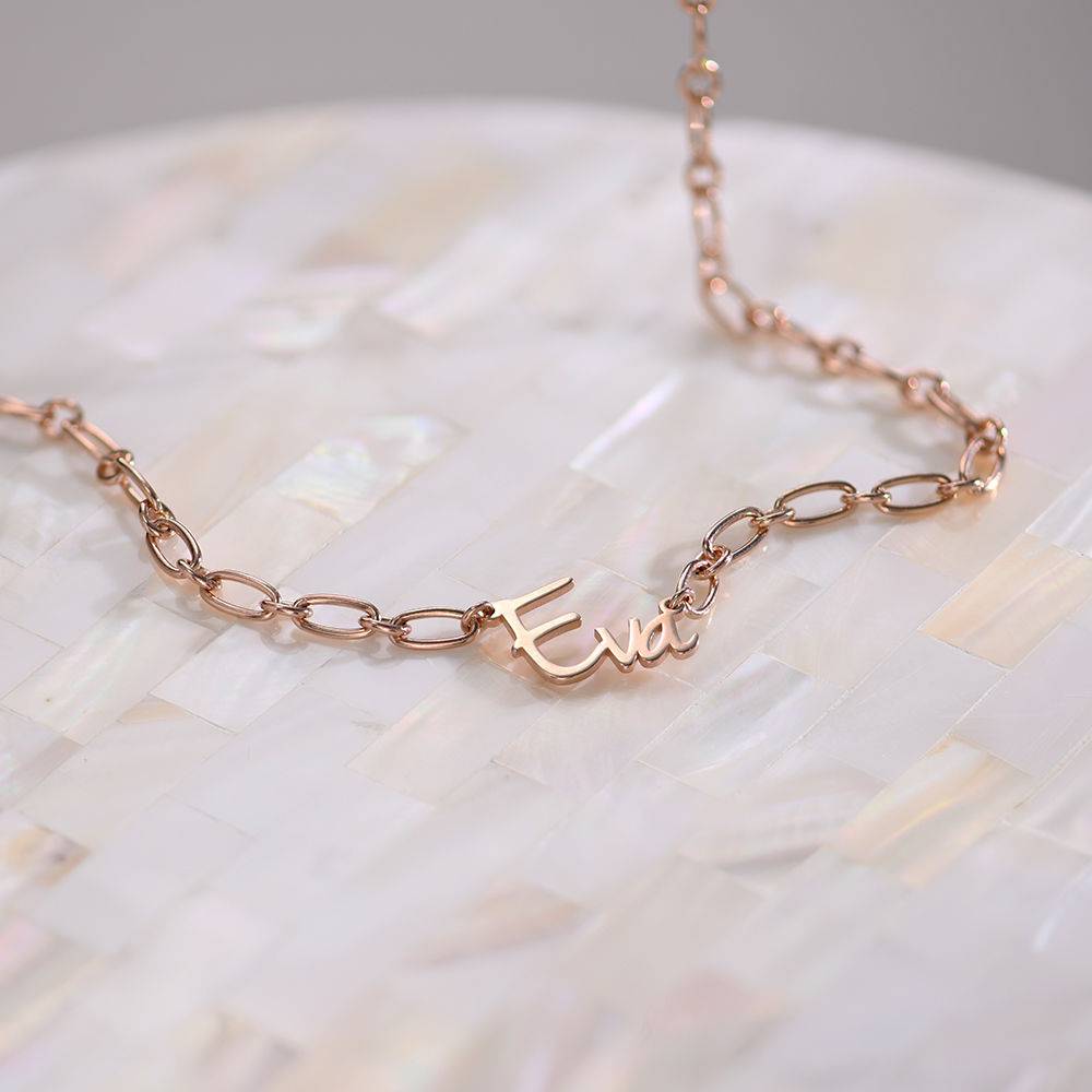 Flow Loop Chain Name Necklace in 18k Rose Gold Plating-2 product photo