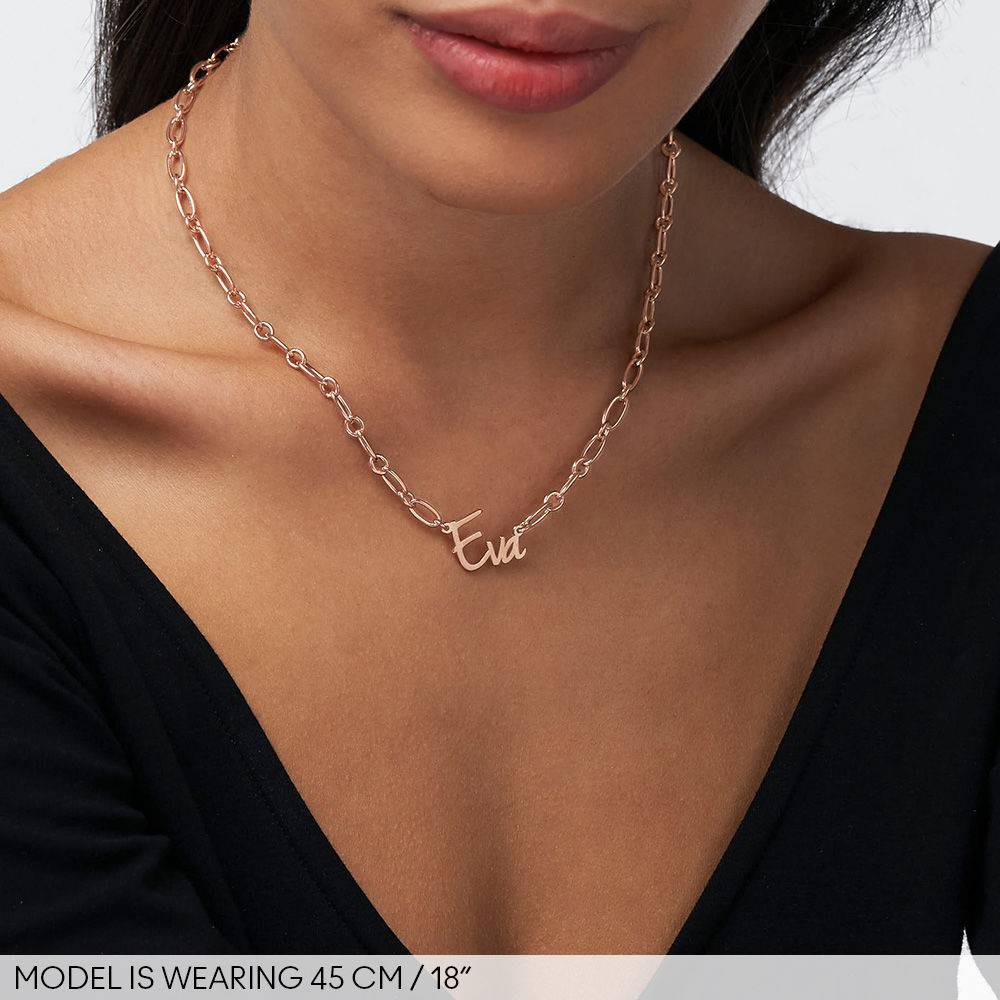 Flow Loop Chain Name Necklace in 18k Rose Gold Plating-3 product photo