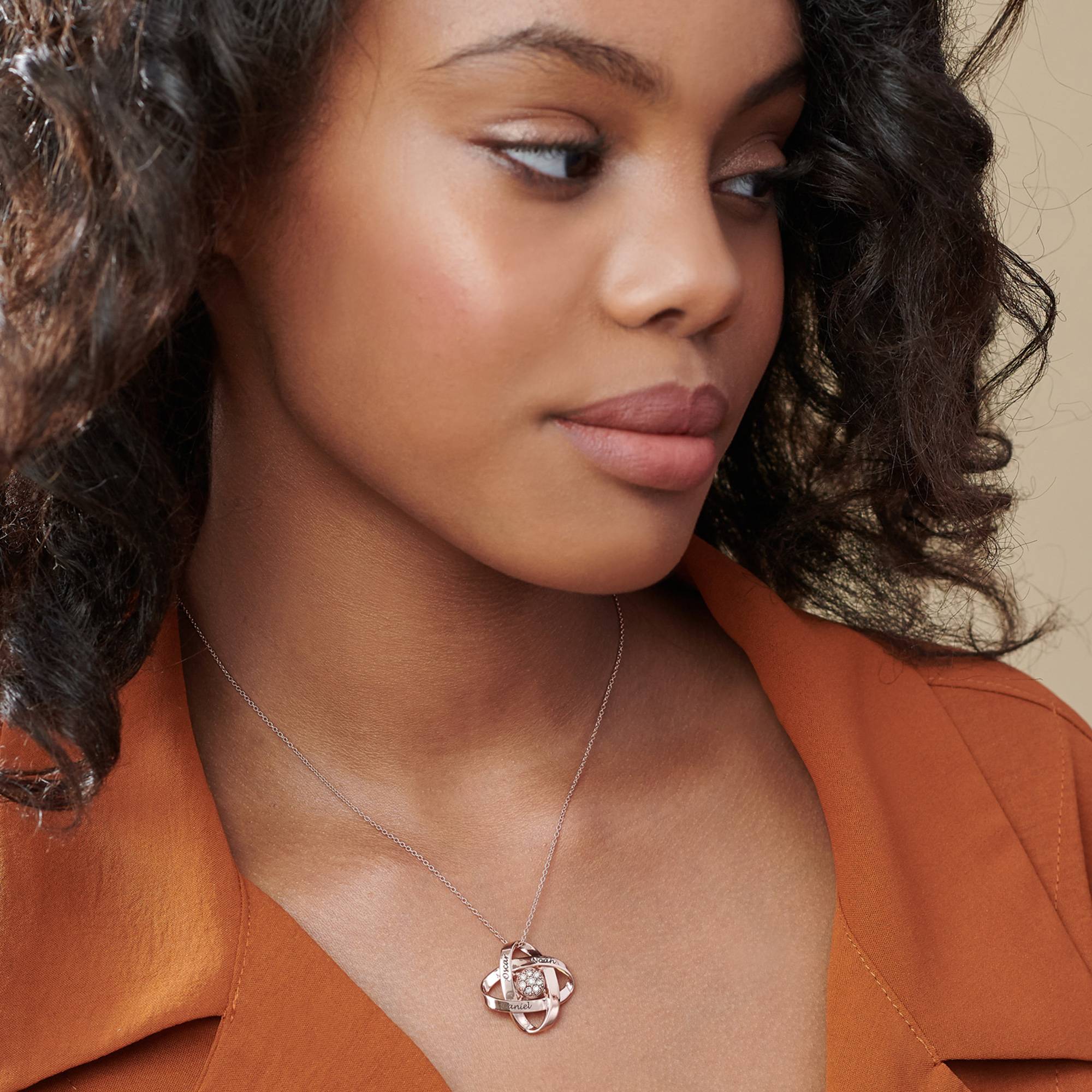 Galaxy Necklace with 0.19CT Diamonds in 18K Rose Gold Plating-1 product photo