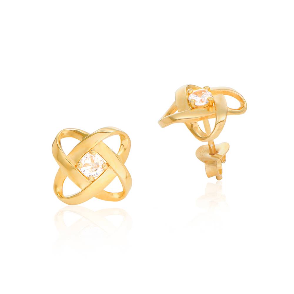 Galaxy Stud Earrings with Cubic Zirconia in 18K Gold Vermeil-2 product photo