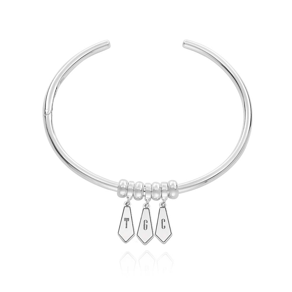 Gia Drop Initial Bangle Bracelet in Sterling Silver-1 product photo