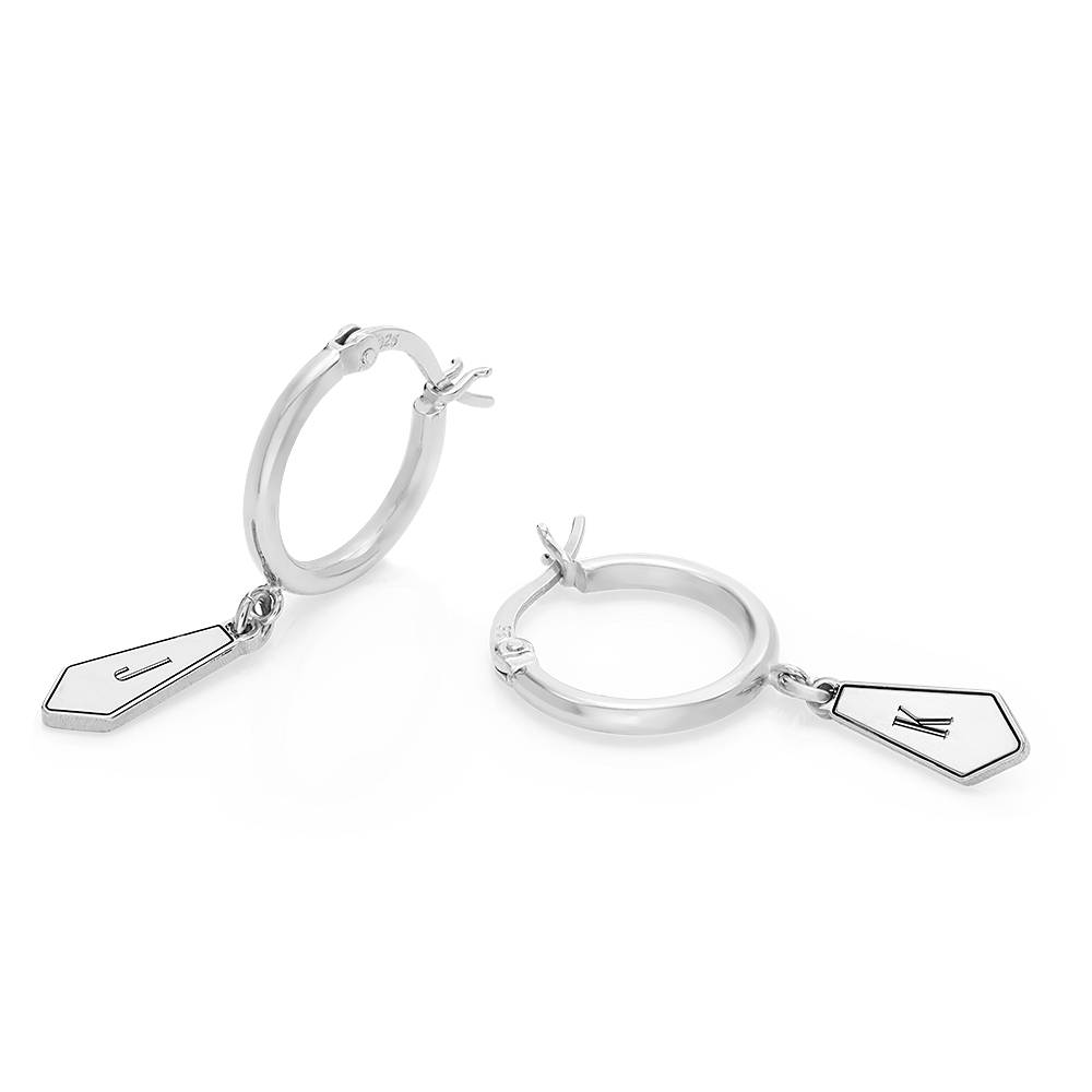Gia Drop Initial Huggies in Sterling Silver-4 product photo