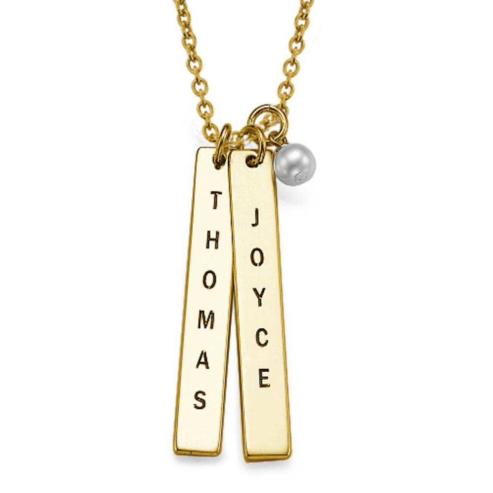 Engraved Vertical Bar Necklace in 18ct Gold Vermeil-2 product photo