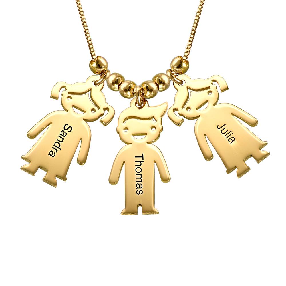 Vermeil Mother's Necklace with Children Charms-5 product photo