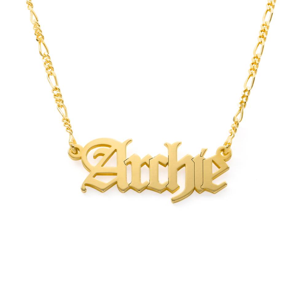 Gothic Name Necklace with new chain in Gold Vermeil product photo