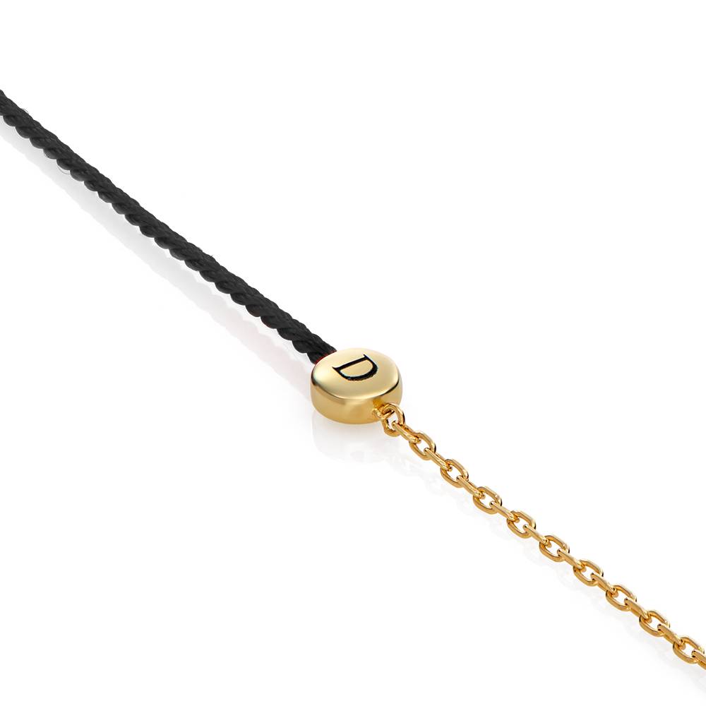 Half and Half Black Initial Bracelet with Diamond in 18k Gold Plating-4 product photo