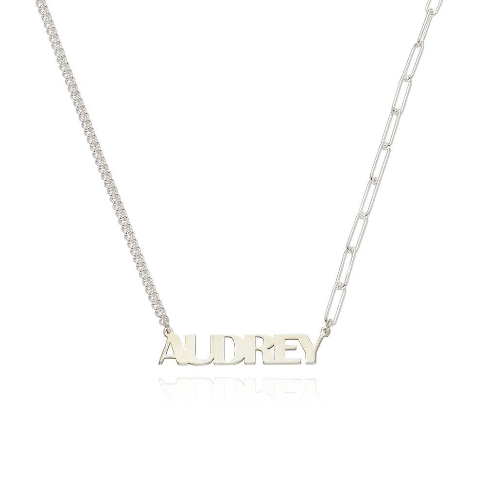 Half and Half Bold Name Necklace in Sterling Silver product photo