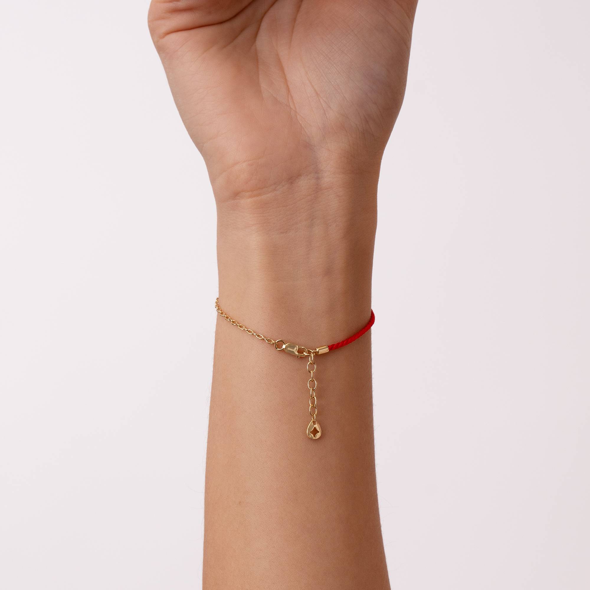 Half and Half Red Initial Bracelet with Diamond in 18k Gold Plating-3 product photo