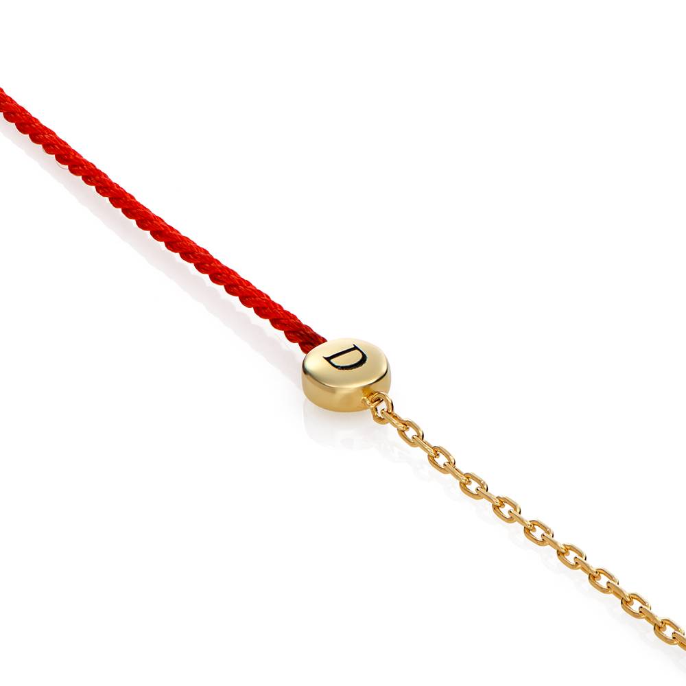 Half and Half Red Initial Bracelet with Diamond in 18k Gold Plating product photo