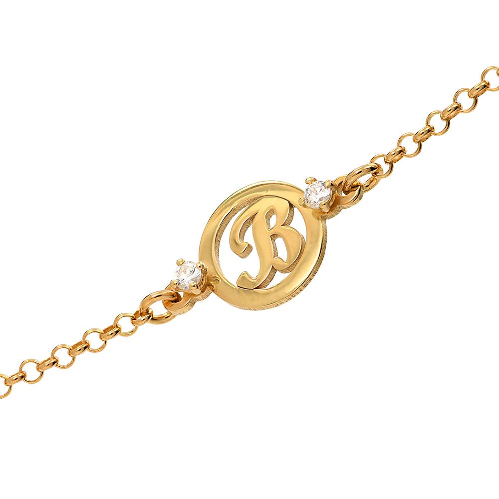 Halo Initial Bracelet with Cubic Zirconia in 18K Gold Vermeil-2 product photo