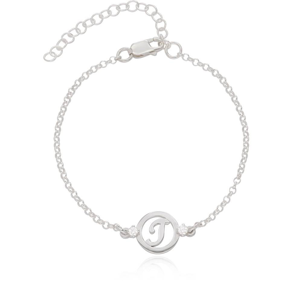 Halo Initial Bracelet With Diamonds in Sterling Silver-2 product photo