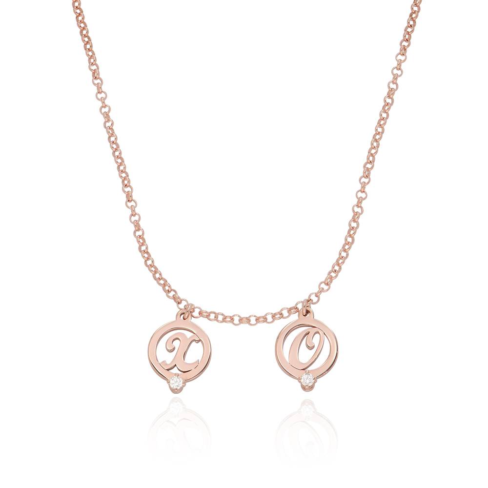 Halo Multi Inital Necklace with 0.05ct Diamonds in 18K Rose Gold Plating-1 product photo