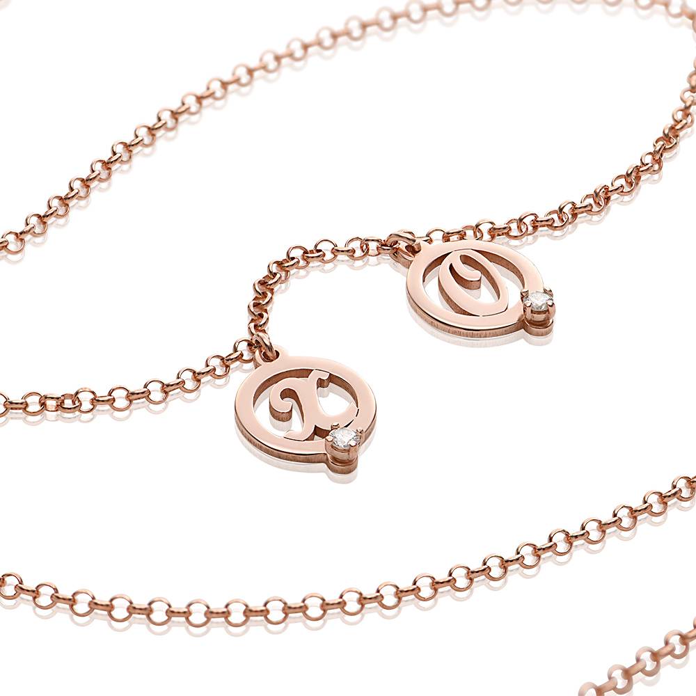 Halo Multi Inital Necklace with 0.05ct Diamonds in 18K Rose Gold Plating-2 product photo