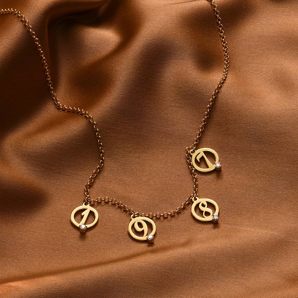 Halo Multi Initial Necklace with Cubic Zirconia in 18K Gold Plating-5 product photo