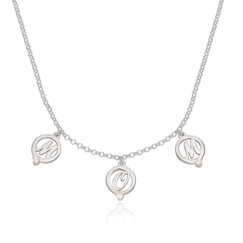 Halo Multi Initial Necklace with Cubic Zirconia in Sterling Silver-1 product photo