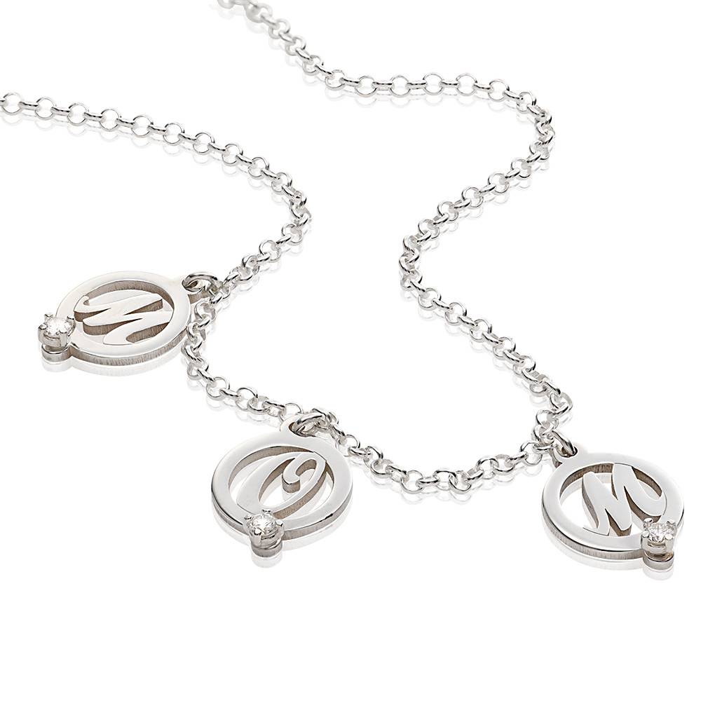 Halo Multi Initial Necklace with Cubic Zirconia in Sterling Silver-4 product photo