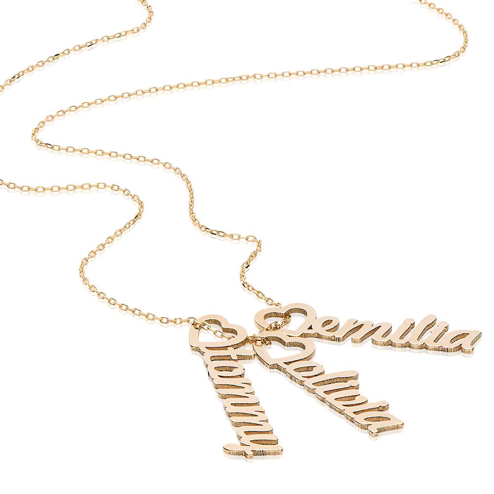 Heart Drop Vertical Name Necklace in 14K Yellow Gold-1 product photo