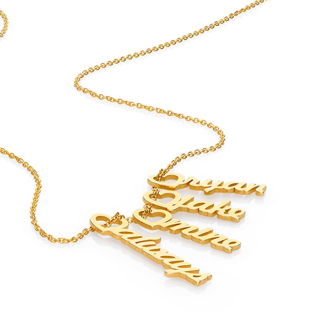 Heart Drop Vertical Name Necklace in 18K Gold Plating-6 product photo
