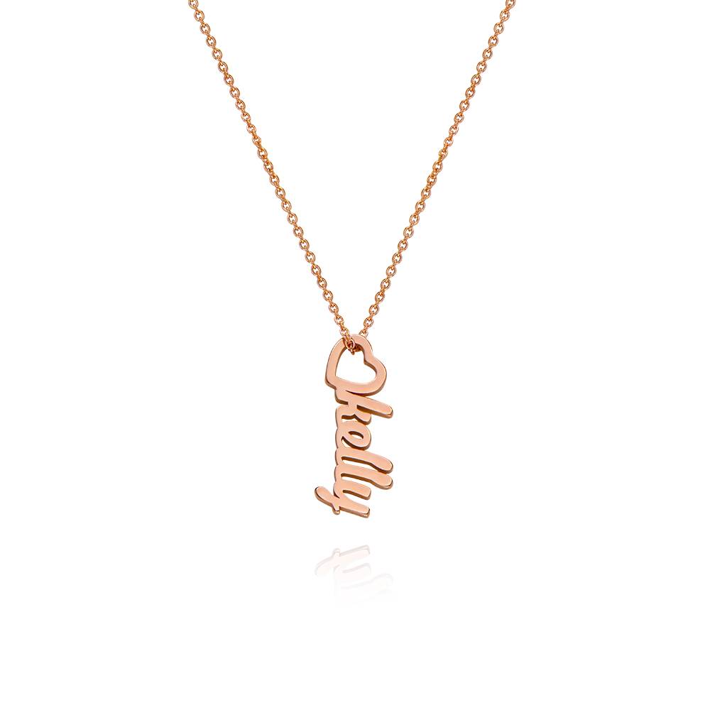 Heart Drop Vertical Name Necklace in 18K Rose Gold Plating product photo