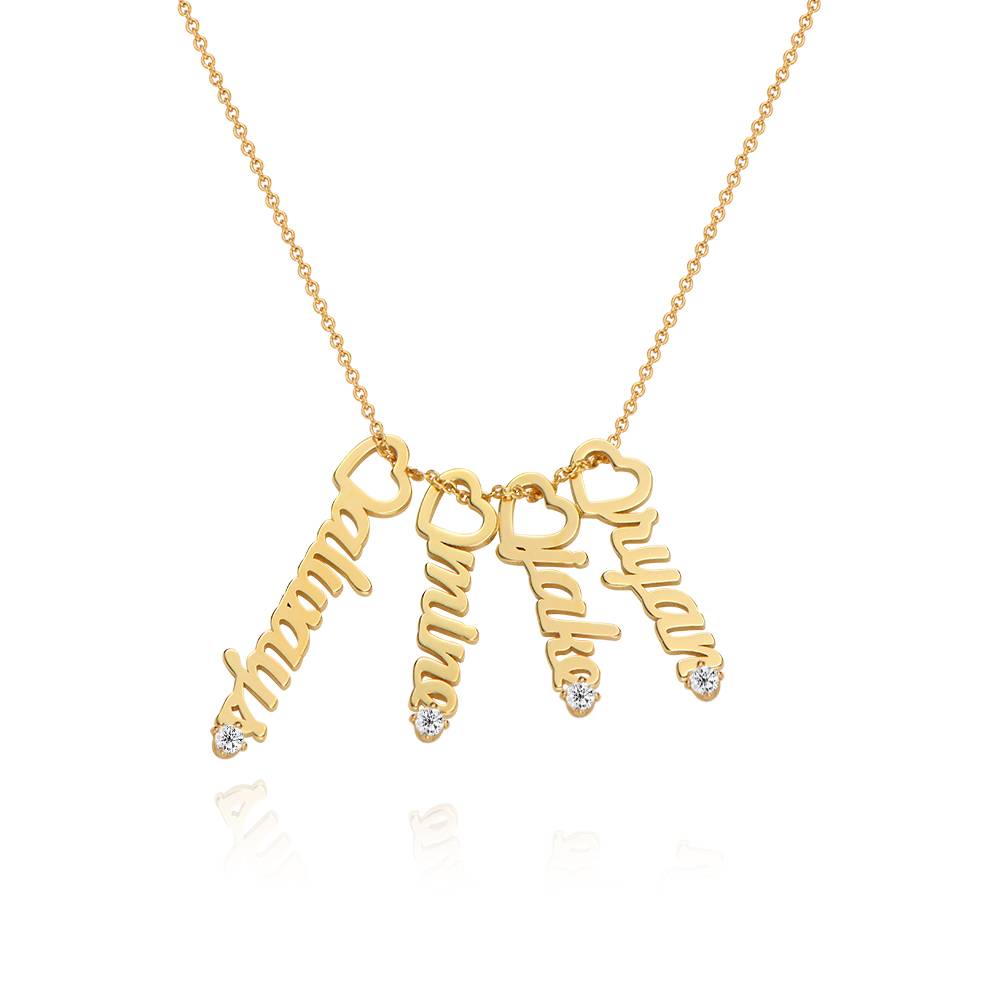 Heart Drop Vertical Name Necklace with 0.05CT Diamond in 18K Gold Vermeil product photo