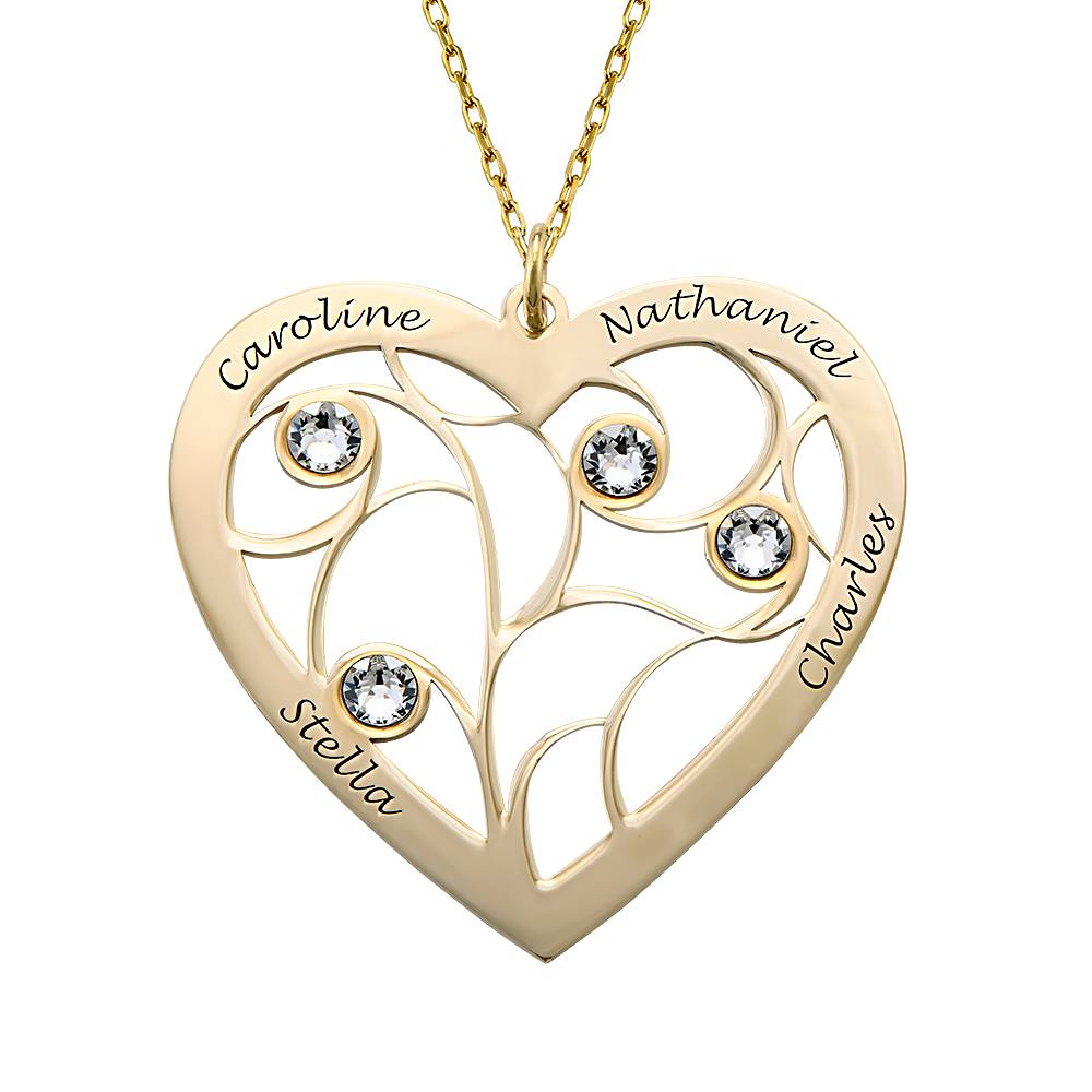 Heart Family Tree Necklace with Birthstones in Gold 10k-4 product photo