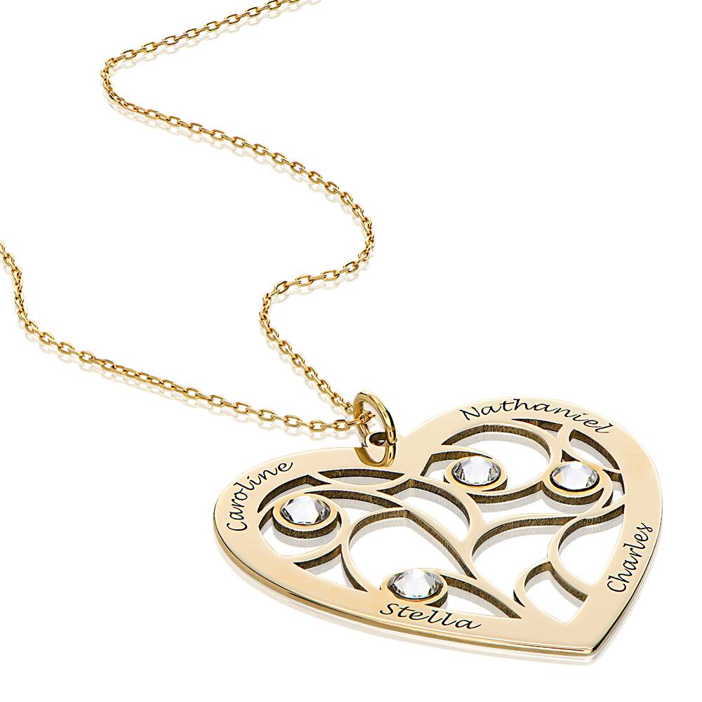 Heart Family Tree Necklace with Birthstones in Gold 10k-3 product photo