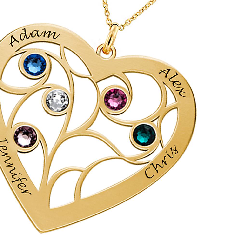Heart Family Tree Necklace with Birthstones in Vermeil-3 product photo