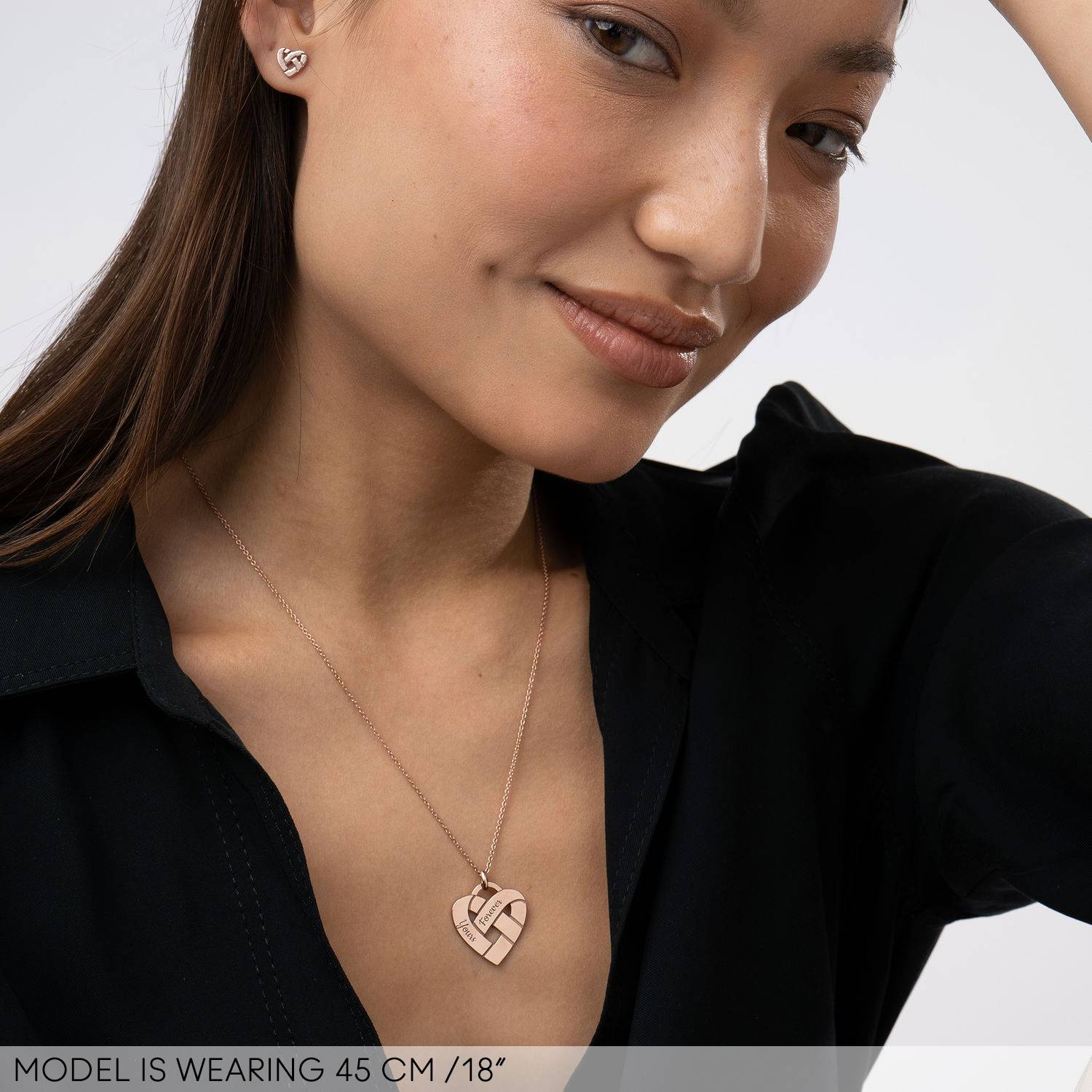 Heart Knot Necklace in 18K Rose Gold Plating-2 product photo