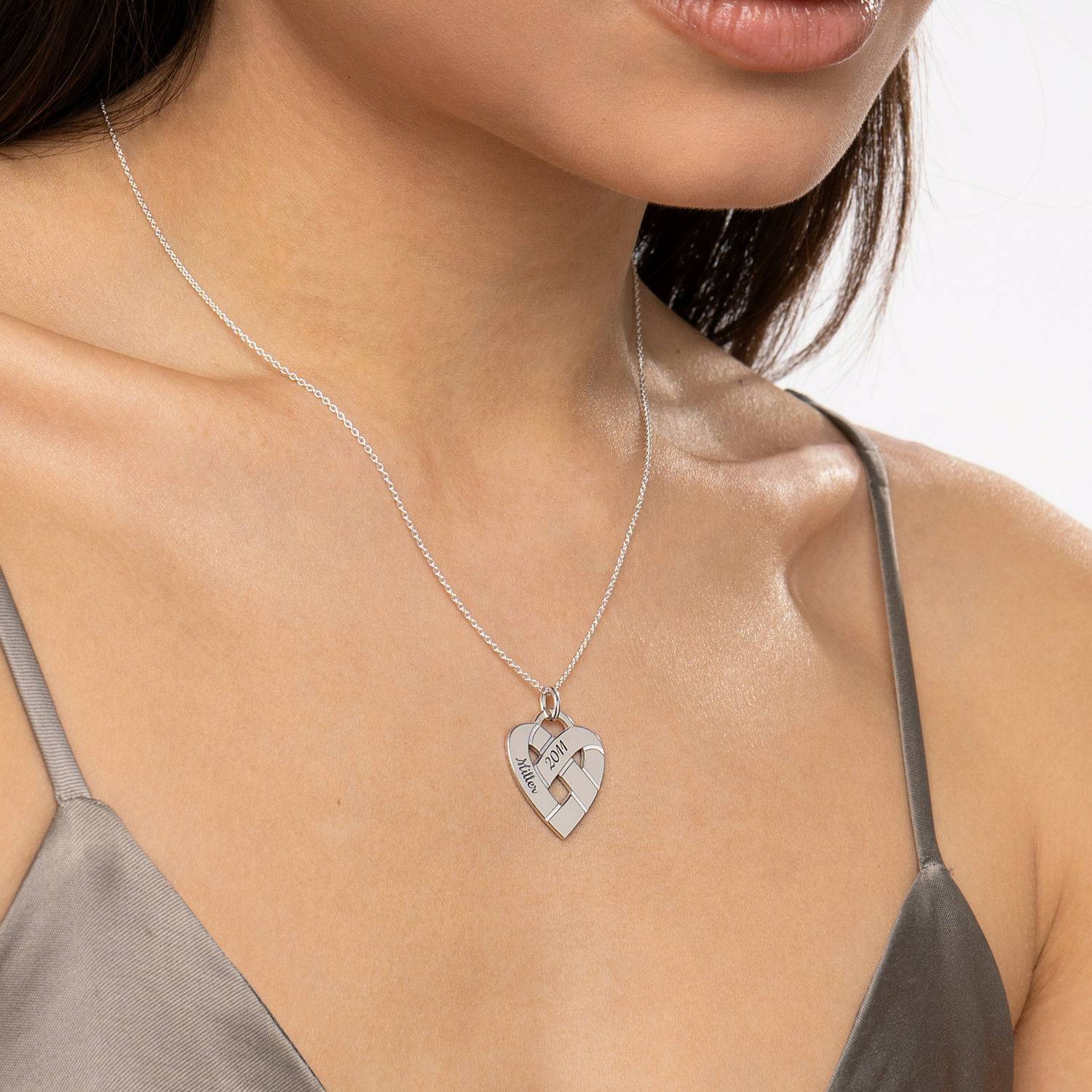 Heart Knot Necklace in Sterling Silver-4 product photo
