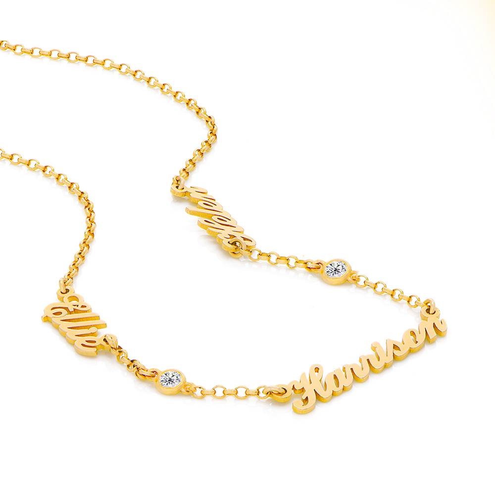 Heritage 0.10CT Diamond Multiple Name Necklace in 18K Gold Plating-2 product photo