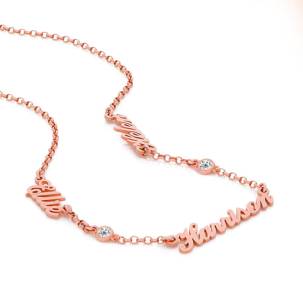 Heritage 0.10CT Diamond Multiple Name Necklace in 18K Rose Gold Plating-1 product photo