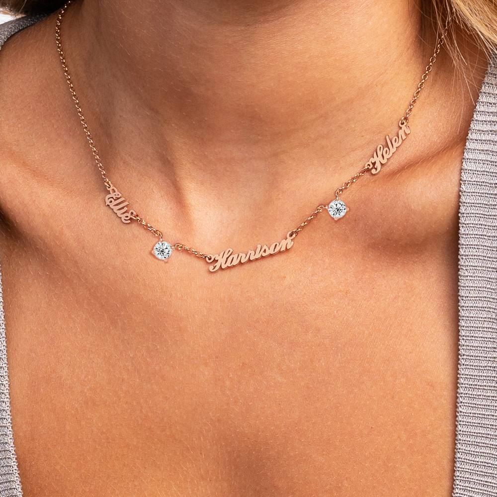 Heritage 0.30CT Diamond Multiple Name Necklace in 18K Rose Gold Plating-2 product photo