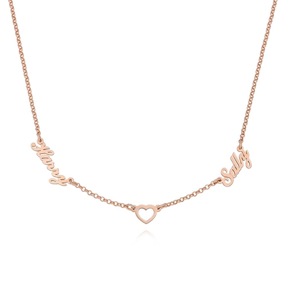 Lovers Heart Name Necklace in 18K Rose Gold Plating-2 product photo