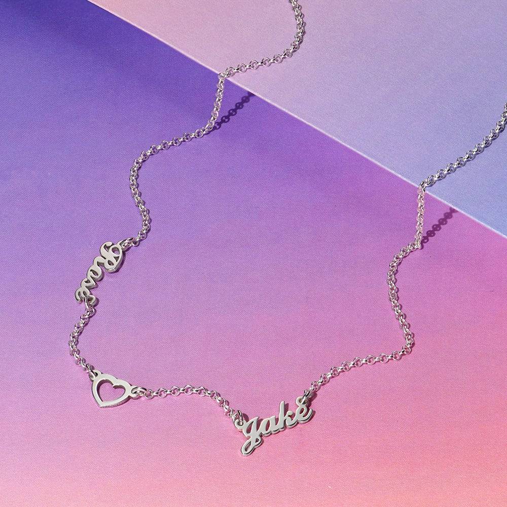 Lovers Heart Name Necklace in Sterling Silver-1 product photo