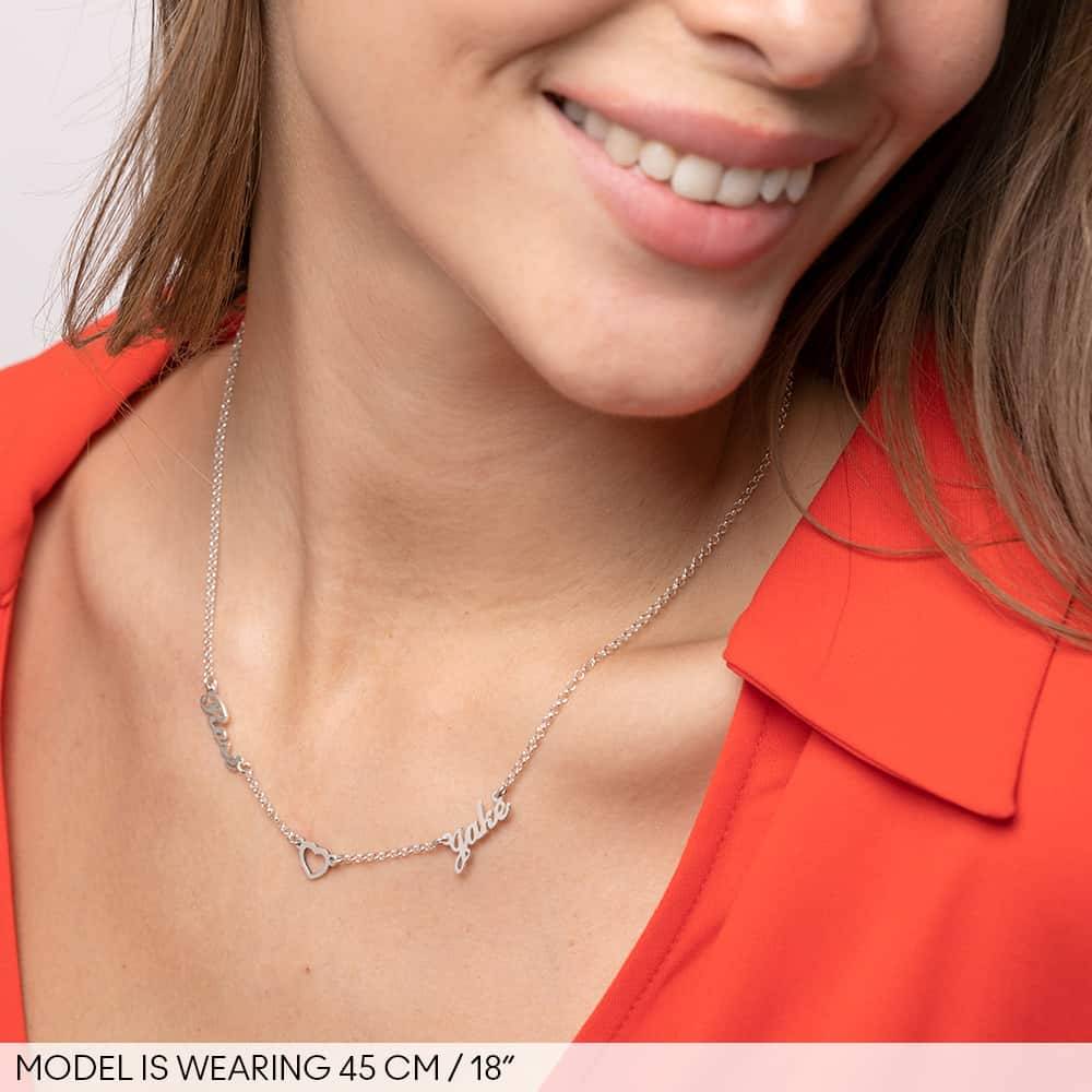 Lovers Heart Name Necklace in Sterling Silver-3 product photo