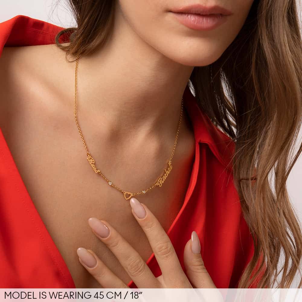 Lovers Heart Name Necklace With Diamonds in 18K Gold Plating-4 product photo