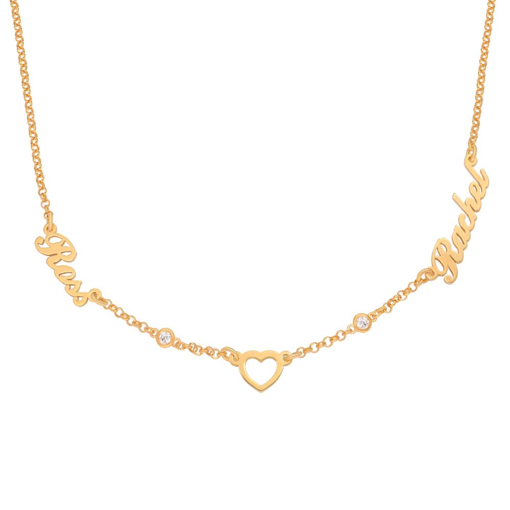 Lovers Heart Name Necklace With Diamonds in 18K Gold Vermeil-1 product photo